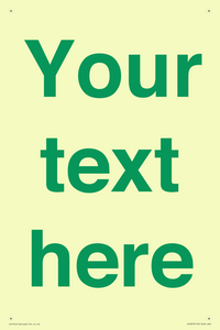 Custom blank information sign. Green text, plain background